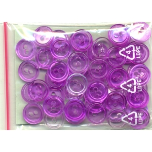 Guziki plastikowe 11,5mm 10g fioletowy cyklamen transparentny