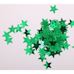 Cekiny gwiazdki z dziurką zielone 12mm
